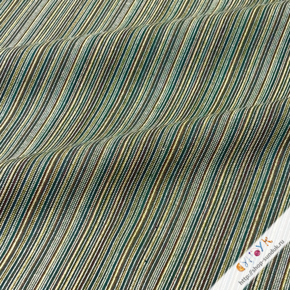 Хлопок фактурный "Разноцветные полосочки" зеленый [05-543]